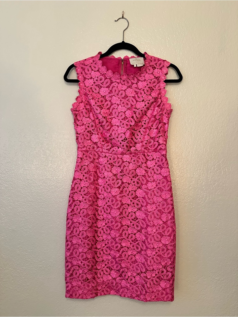 kate spade Della Pink Lace Sleeveless Midi Sheath Dress Preppy Cocktail